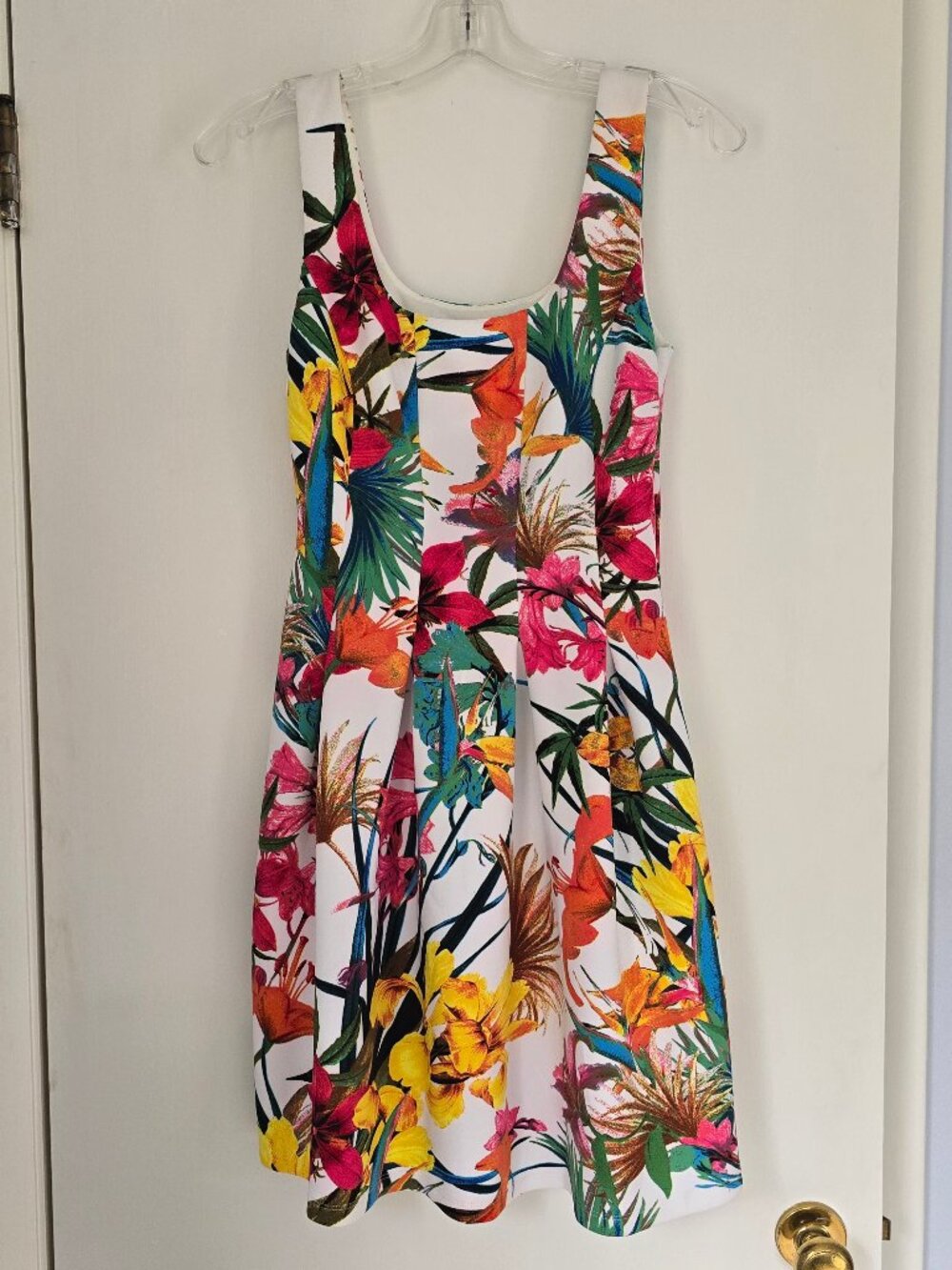 Boston Proper Floral Sleeveless Dress - White with Multicolor Bloom